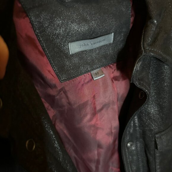 $698 JOHN VARVATOS Lionell Goatskin BLACK LEATHER JACKET (sz 50) - Picture 4 of 7
